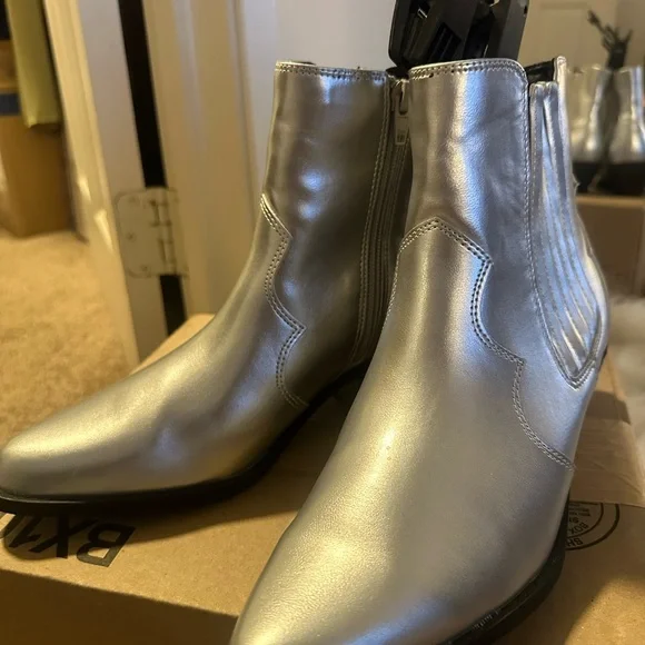 Silver Ankle Boots - Picture 3 of 4